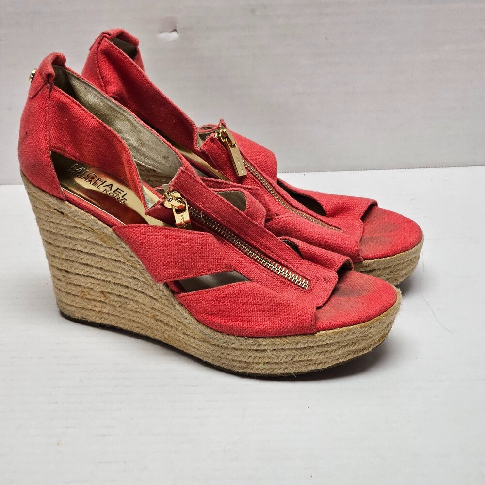 Michael kors Red Platform Wedge High Sandals Shoes Rope